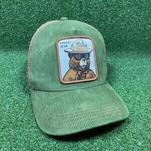 Smokey Bear Green Corduroy Snapback Trucker Hat